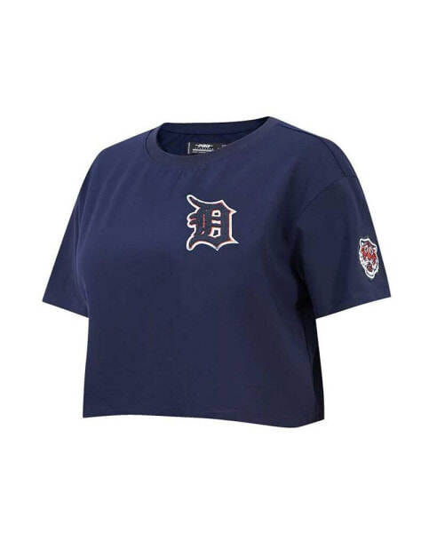 Women's Navy Detroit Tigers Classic Team Boxy Cropped T-shirt