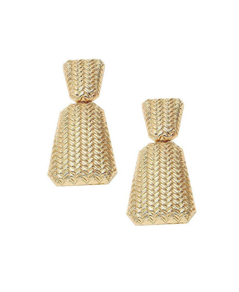 Women's Gold Herringbone Drop Earrings