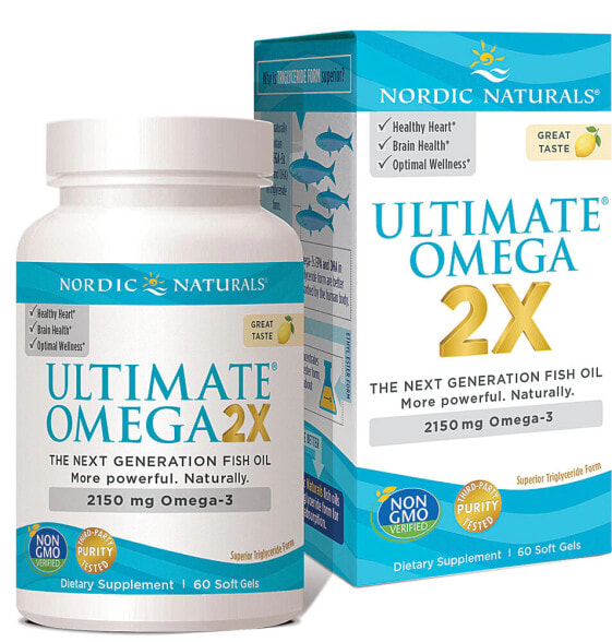 Nordic Naturals Ultimate Omega 2X Lemon  Рыбий жир для здоровья сердца, мозга и суставов 2150 мг 60 гелевых капсул