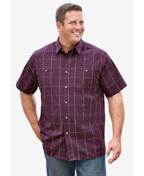 Big & Tall Short Sleeve Printed Check Sport Shirt