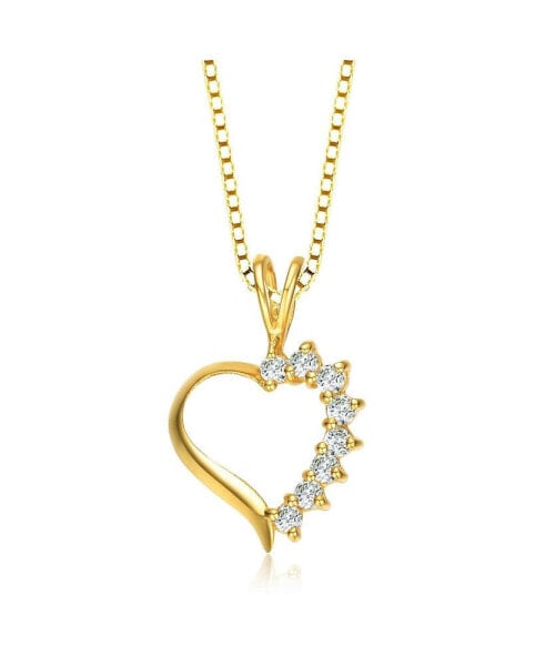 Cubic Zirconia Sterling Silver Gold Plated Heart Shape Pendant