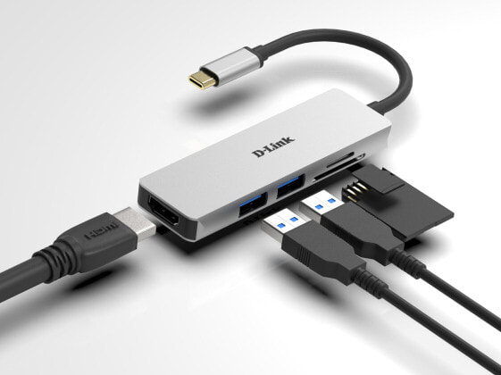 D-Link DUB-M530 - Wired - USB 3.2 Gen 1 (3.1 Gen 1) Type-C - Aluminium - Black - MicroSD (TransFlash) - SD - SDHC - SDXC - 5 Gbit/s - 4K Ultra HD