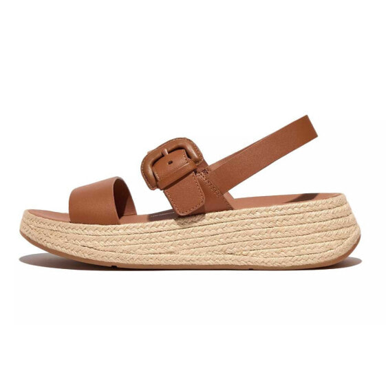 FITFLOP F-Mode Espadrille Buckle Leather Flatform Slides