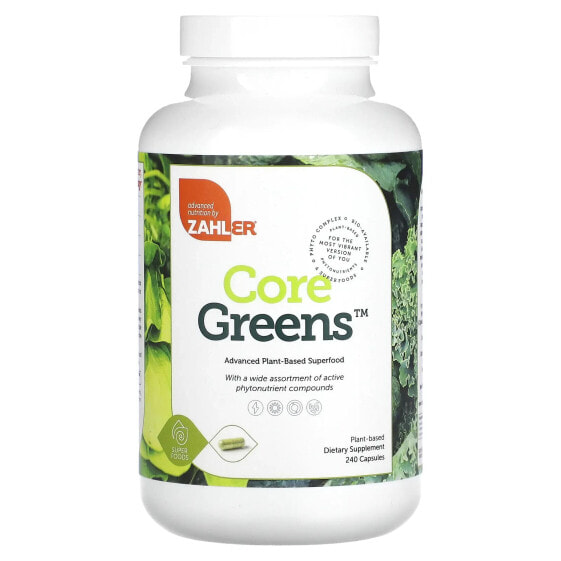 Zahler, Core Greens, улучшенный суперфуд на растительной основе, 240 капсул