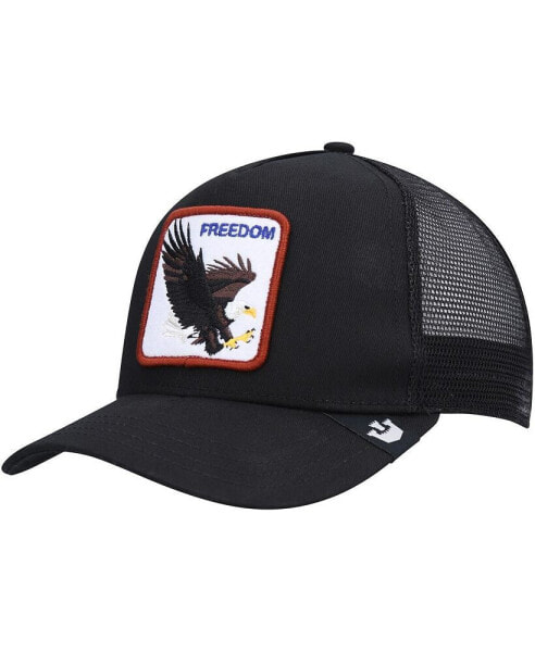 Men's Black The Freedom Eagle Trucker Snapback Hat