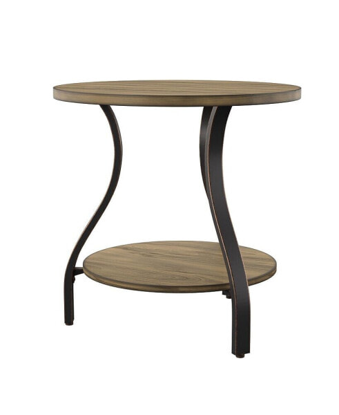 Steve Silver Denise 24" Round Wood and Metal End Table