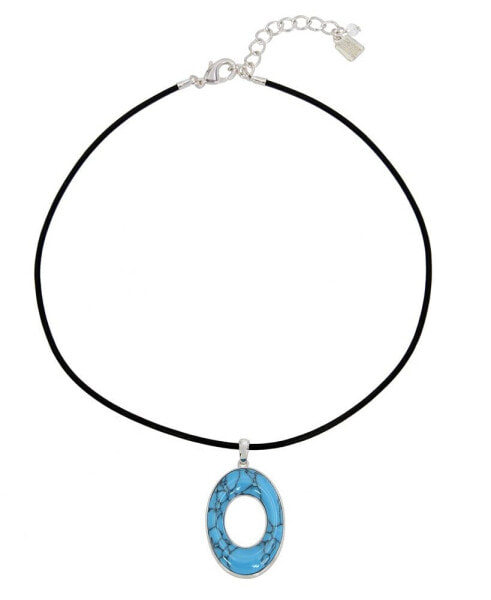 Semi-Precious Turquoise Pendant Leather Necklace