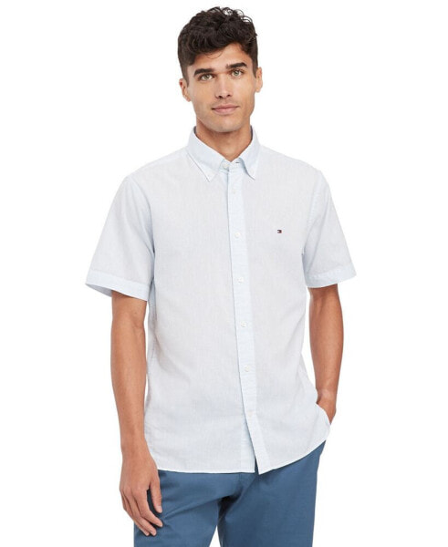 Men's Textured Short Sleeve Button-Down Shirt