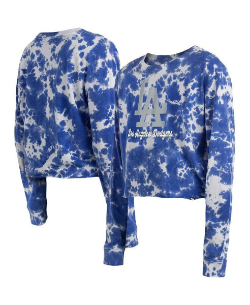 Women's Royal Los Angeles Dodgers Tie-Dye Cropped Long Sleeve T-shirt