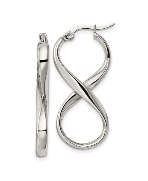 Stainless Steel Polished Infinity Symbol Twist Hoop Earrings