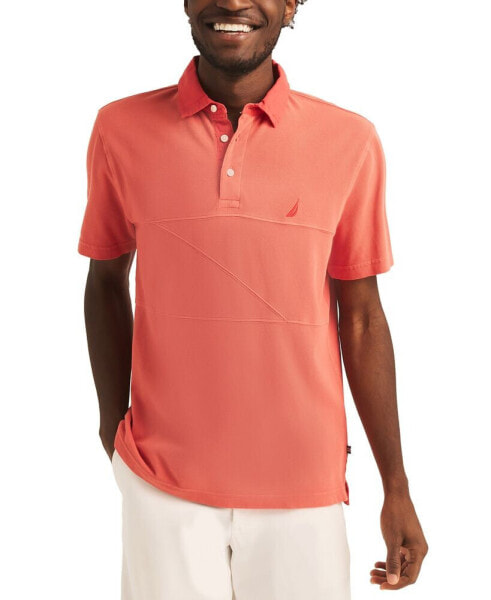 Men's Textured Pieced Piqué Short Sleeve Polo Shirt