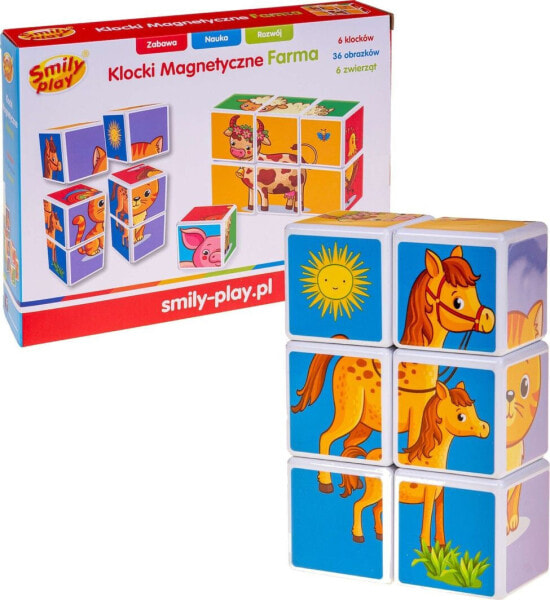 Конструктор магнитный Smily Play Farma, 6 кубиков