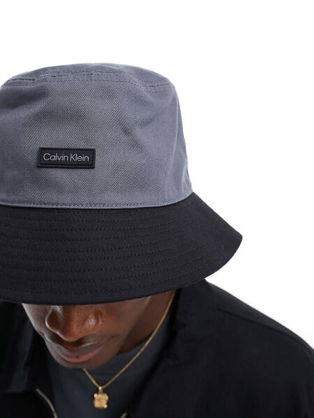 Calvin Klein colour blocking bucket hat in grey/black