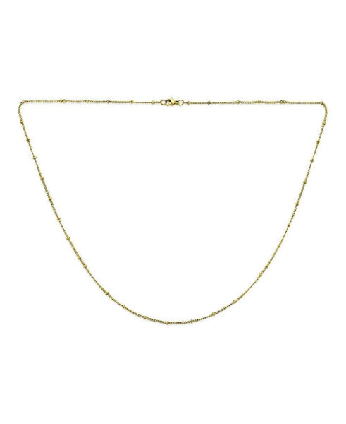 Thin Minimalist 1.5MM Yellow Gold Plated Stainless Steel Celestial Curb link with Tiny Stationary Ball Saturn Chain Necklace For Women 20 Inch