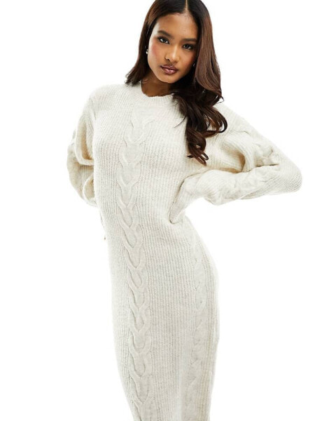 River Island midi jumper dress in cream 