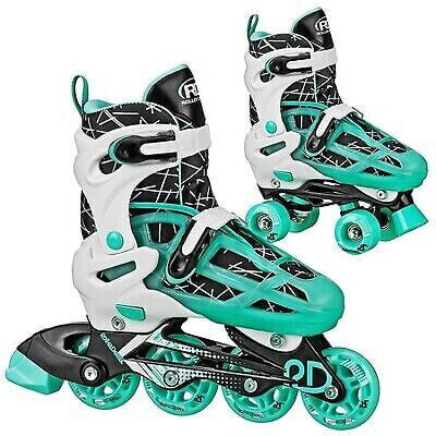 Roller Derby Mint Prodigy Kids' Inline-Quad Combo Skates - White/Mint Green