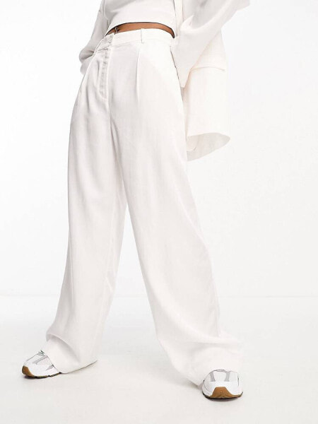 Monki co-ord wide leg trousers in white