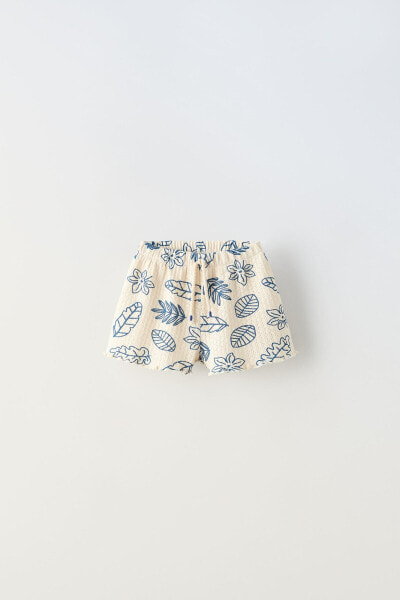 Leaf print knit bermuda shorts