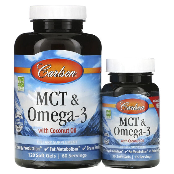 Витаминный комплекс Carlson MCT & Omega-3, 120 + 30 бесплатно - для похудения и контроля веса