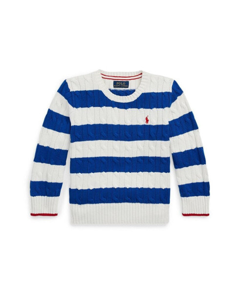 Toddler and Little Boys Striped Cable-Knit Cotton Sweater