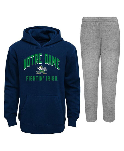 Toddler Boys and Girls Navy, Gray Notre Dame Fighting Irish Play-By-Play Pullover Fleece Hoodie and Pants Set