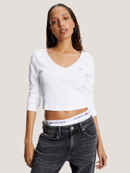 Slim Fit Ribbed Cropped Baby T-Shirt