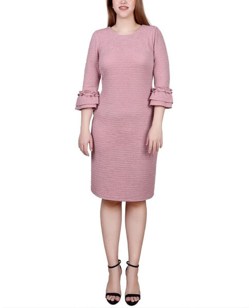 Petite 3/4 Sleeve Textured Knit Dress