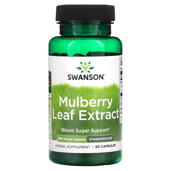 Травяное средство Мульберри Leaf Extract 500 мг, 60 капсул, Swanson