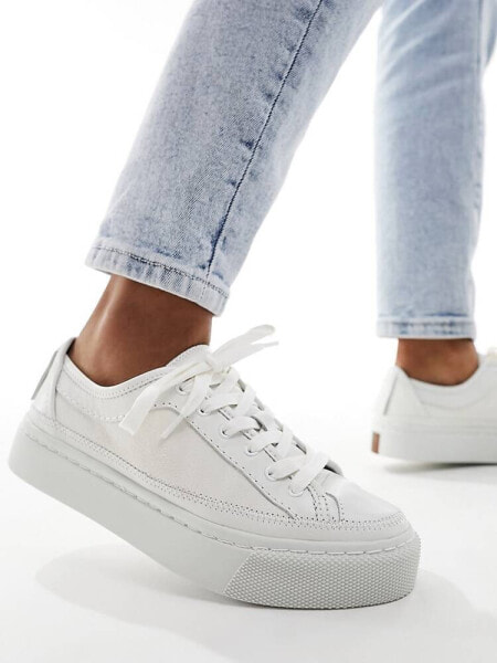 AllSaints Milla leather chunky sole trainers in white