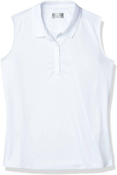 Callaway 272810 Women Knit Sleeveless Golf Polo Shirt, Brilliant White, X Large