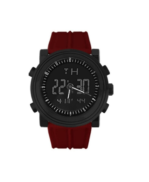 Men's Black, Red Silicone Strap Watch 47mm