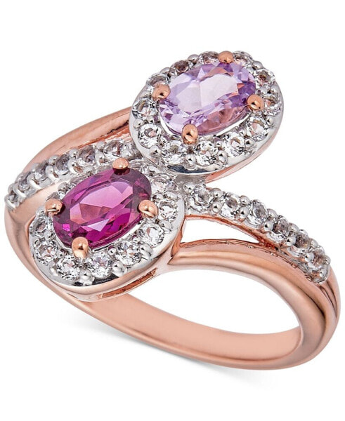 Pink Amethyst (3/8 ct. t.w.), Rhodolite (1/2 ct. t.w.) & White Topaz (5/8 ct. t.w.) Bypass Ring in 14k Rose Gold-Plated Sterling Silver (Also in Morganite/Garnet)