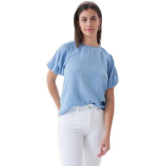Блузка с короткими рукавами SALSA JEANS Túnica In Tencel "Plain" Blue 100% Лиоцелл