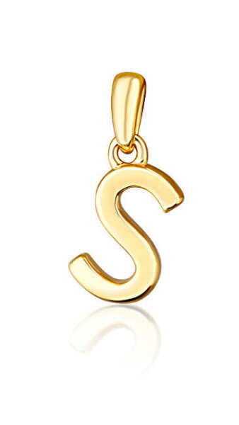 Minimalist Gold Plated Letter "S" Pendant SVLP0948XH2GO0S
