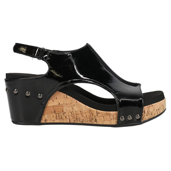 Corkys Carley Wedge Womens Black Casual Sandals 30-5316-BKPT