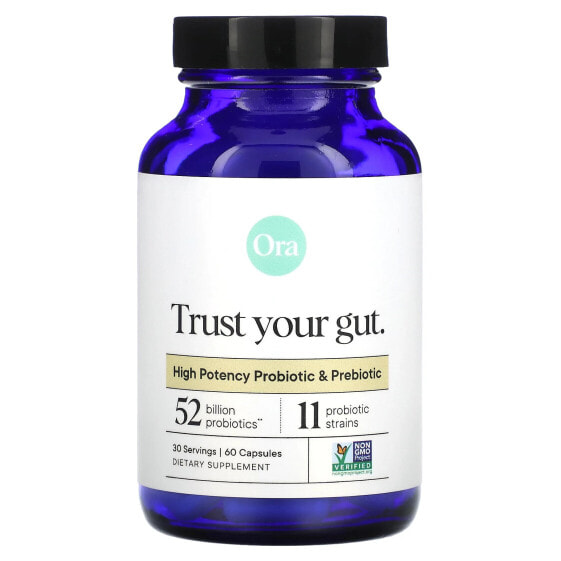 Пробиотик и пребиотик Trust Your Gut, высокой мощности, 60 капсул, ORA
