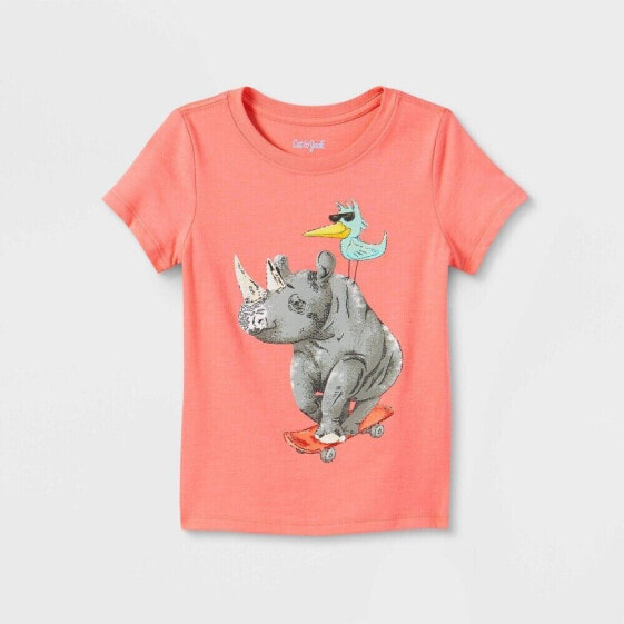 Boys' Rhino & Bird Skateboard Graphic Short Sleeve T-Shirt - Cat & Jack Size 5T