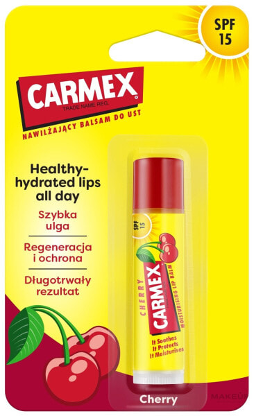 Schützender und beruhigender Lippenbalsam SPF 15 - Carmex Lip Balm Kirsche