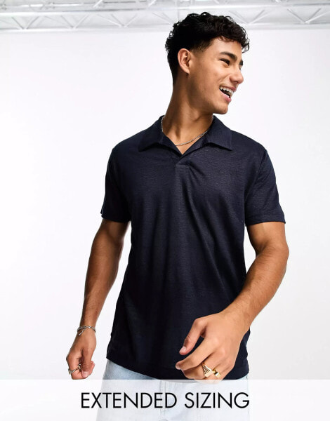 GANT slub linen polo in navy