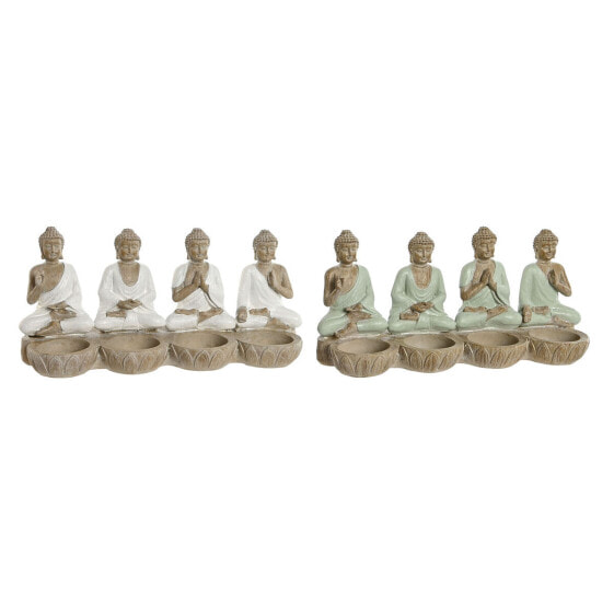 Декоративная фигура Home ESPRIT Белый Зеленый Будда Восточный 24 x 9 x 11 см (2 штуки)