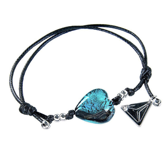 Exceptional Turquoise Heart bracelet with pure silver in Lampglas BLH5 pearl
