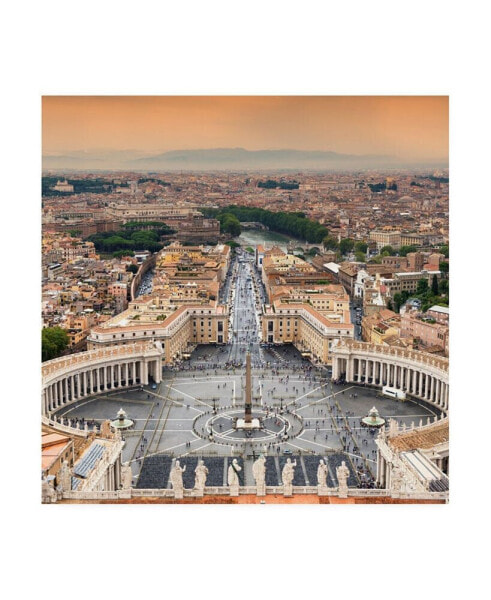 Philippe Hugonnard Dolce Vita Rome 3 View of Rome from Dome of St. Peters Basilica II Canvas Art - 36.5" x 48"