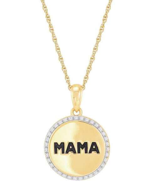 Diamond Mama Coin Pendant Necklace (1/10 ct. t.w.) in 14k Gold-Plated Sterling Silver, 16" + 2" extender