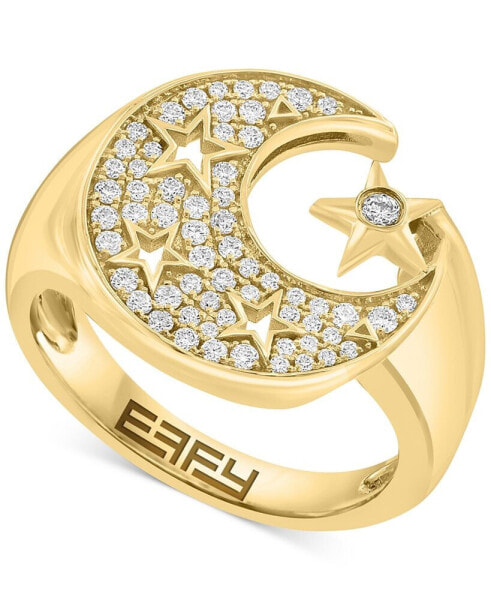 EFFY® Diamond Moon & Stars Ring (1/3 ct. t.w.) in 14k Gold