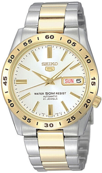 Мужские наручные часы с серебряным золотым браслетом  Seiko SNKE04 Series 5 36MM