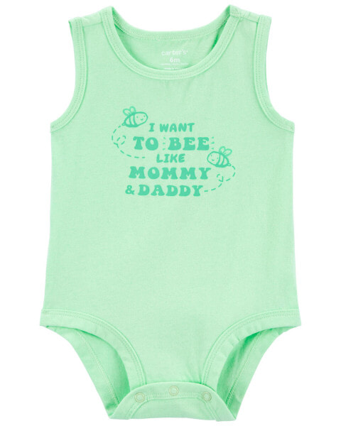 Baby 'Bee Like Mommy And Daddy' Sleeveless Bodysuit 12M