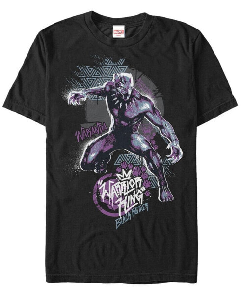 Marvel Men's Black Panther Geometric Warrior King Short Sleeve T-Shirt