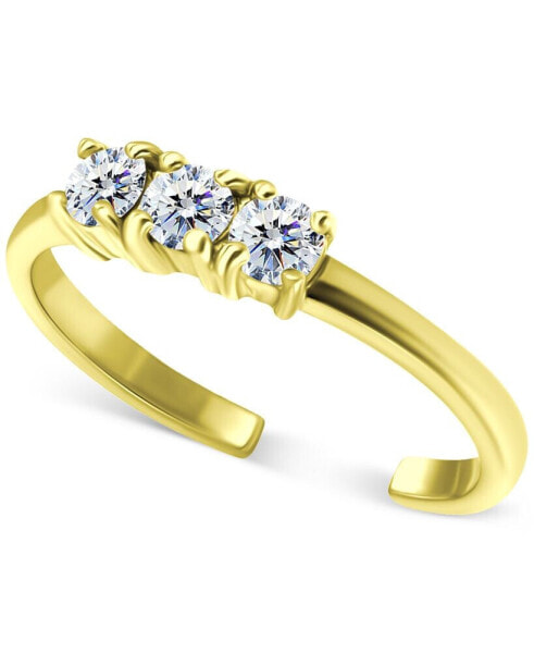 Cubic Zirconia Three Stone Toe Ring in 18k Gold-Plated Sterling Silver, Created for Macy's