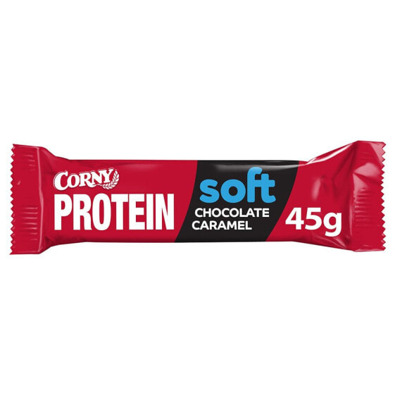 CORNY 45g soft chocolate caramel bar with 30% protein and no added sugar