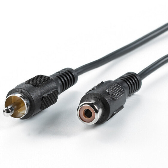 VALUE Cinch Cable - simplex M - F 10 m - RCA - Male - RCA - Female - 10 m - Black